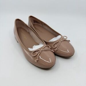 New - Steve Madden Girl Plie Ballet Nude Patent Slip-On Flats Women's Size 6